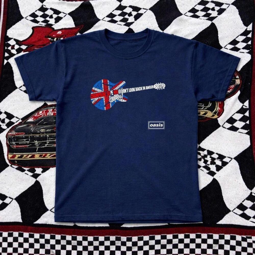 Navy Oasis Don_T Look Back In Anger Guitar Tee